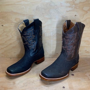 Men Western Cowboy Square Toe Boot Bota Vaquera caballero Est.722 Cuello de Toro