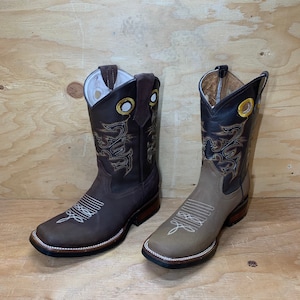 MENS Suede LEATHER COWBOY western rodeo square toe boots Est.721