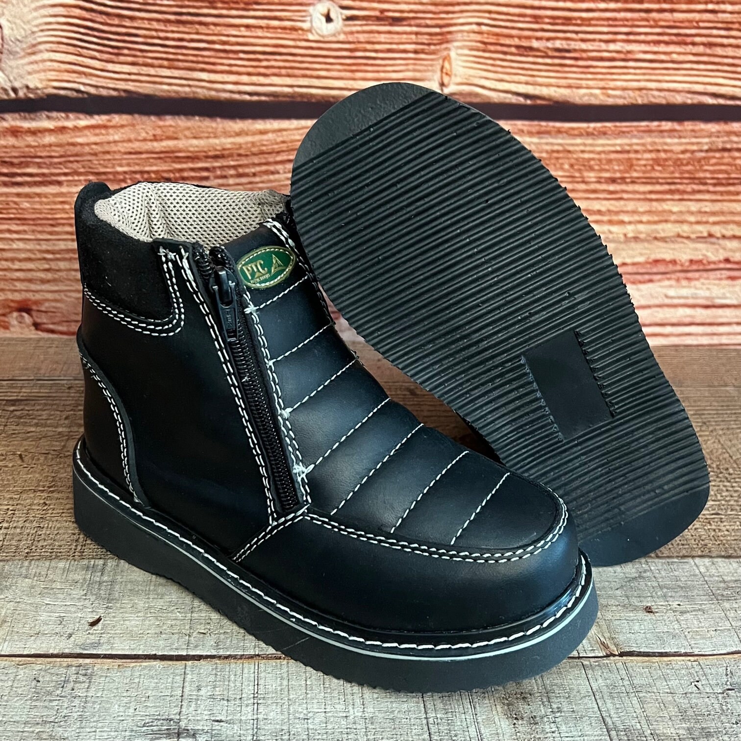 Genuine Leather Western Work Boots For Men – Double Zipper, Solid Comfort