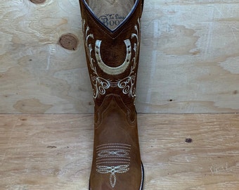 WOMENS Western Rodeo COWGIRL Square Toe Leather Sun Flower Embroidered BOOTS Botas Vaqueras Para Dama E-808
