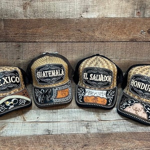 Various Country Hats Artisanal Mesh Snap Back Gorra Artesanal Paises Bordado Mexico Guatemala El salvador Honduras Gorra