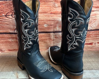 Bottes De Rodéo Western Vintage – Noir – Fait Main – Taille US 7.5 (EU 37) – Femme