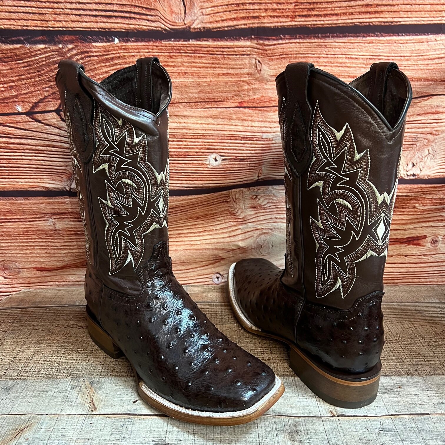 Men's Horse Power Saddle Ranch Ostrich Print Tall Western Boots - Broa