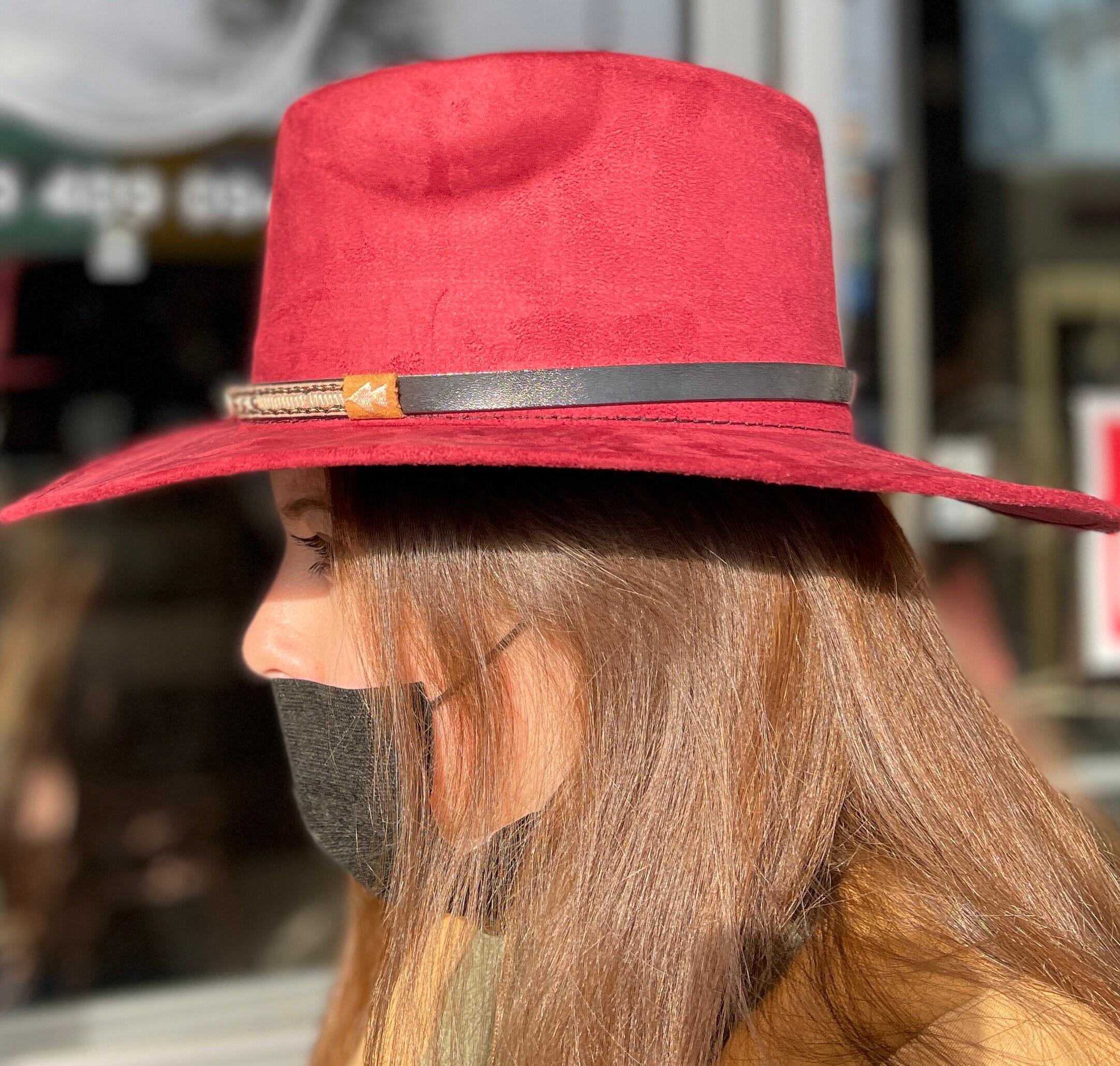 Men Women Faux Felt Western Cowboy Wide Indiana Hat Tejana  display picture 1
