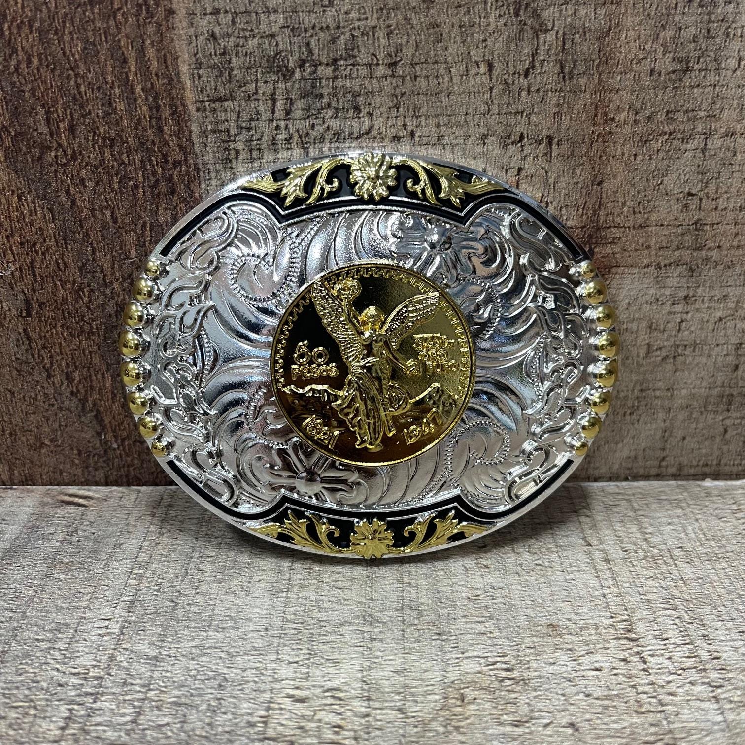Vintage Wage Sterling Overlay Spring Roundup 1992 Belt Buckle 1.75in Westerncore Classic Engraved Western 3 Piece Belt Buckle Set, Floral and  main image 4