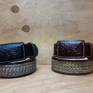 Men&#39;s Western Belt. Cowboy 2&quot; wide Rodeo Leather Belt Cinto Charro Vaquero de IXTLE