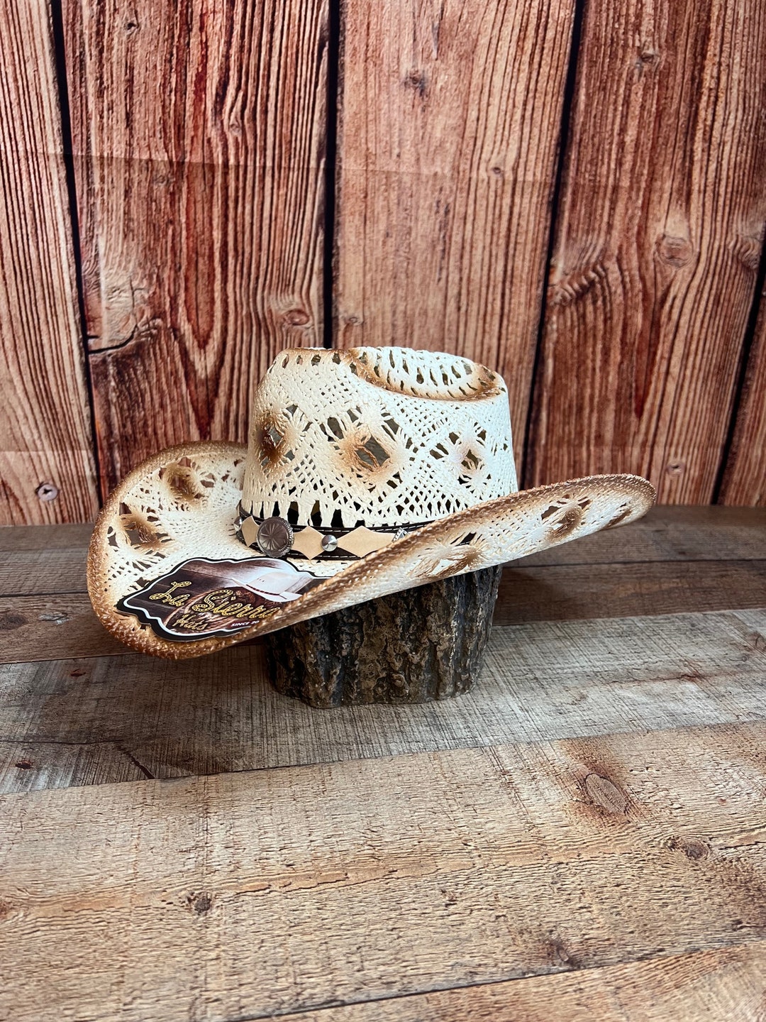メキシコ　カウボーイハット　テンガロン　レザー　茶色　模様　彫刻　デザイン メキシコカウボーイハットテンガロンレザー茶色模様彫刻デザイン