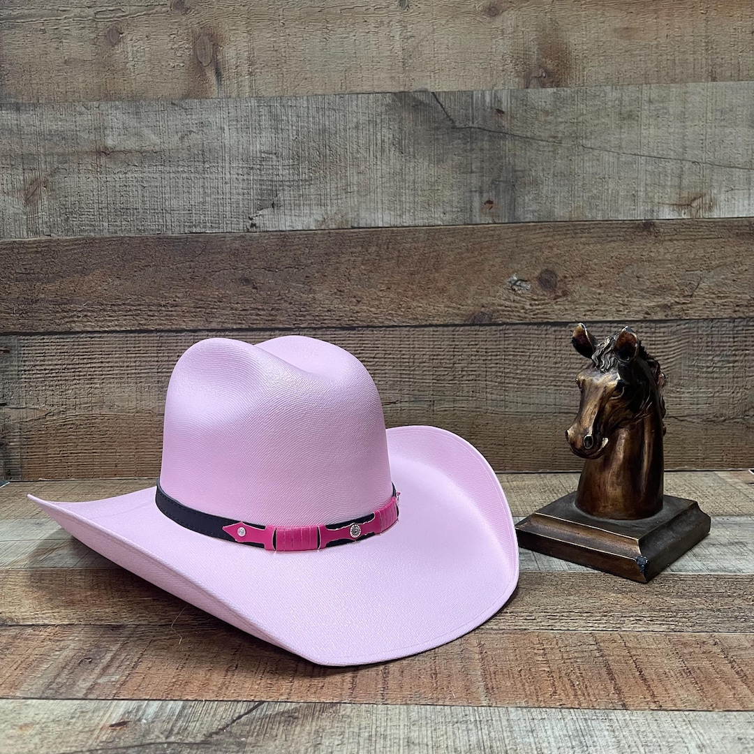 Pink Straw Cowgirl Hat: Women display picture 2