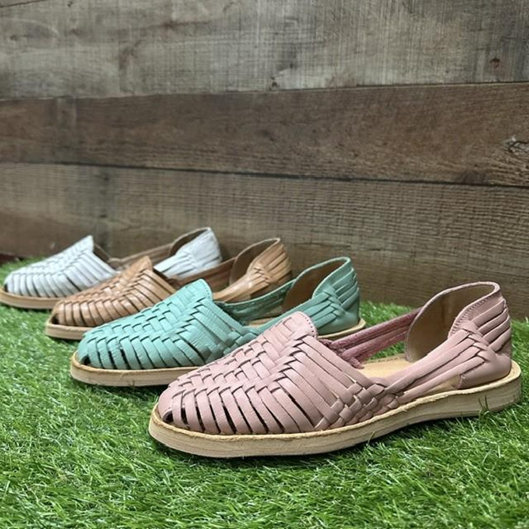 Genuine Mexican Leather Closed Toe Sandals For Women – Handmade, Flat Heel, Multiple Colors