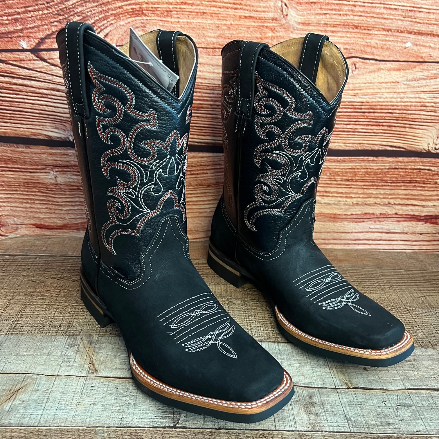 Innovations Cowboy Boots Men Size 27 Mex 9 US Black Leather Western Roper Rodeo Men Classic Black Rodeo Toe Western Boots – La Raza Western Wear main image 4