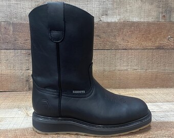 Men's Black Leather Rodeo Work Boots: Square Toe, Oil & Water