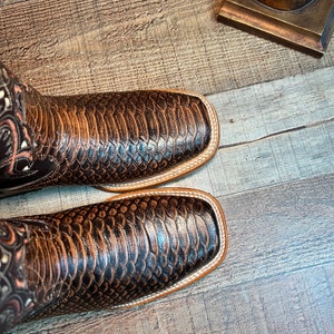 Men's Handmade Python Print Western Cowboy Boots, Square Toe - Etsy