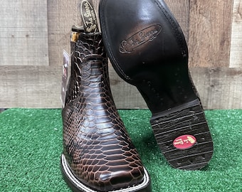 靴 pyson leather studs western boots Buy Men Leather Python Print Western Style Cowboy Rodeo Pull-on