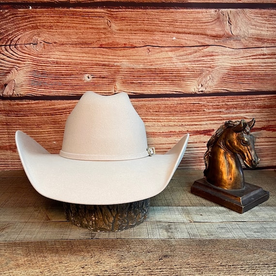 Beige Felt Cowboy Hat, Western Rodeo Tejana Vaquera - Etsy display picture 1