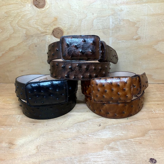 Men Leather Buckle Western cowboy Belt Ostrich Print Cinto Avestruz MPRESA Vaquera