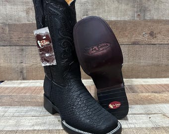 Kowbojskie buty z nadrukiem w pytona: kwadratowe noski, prawdziwa skóra, buty western