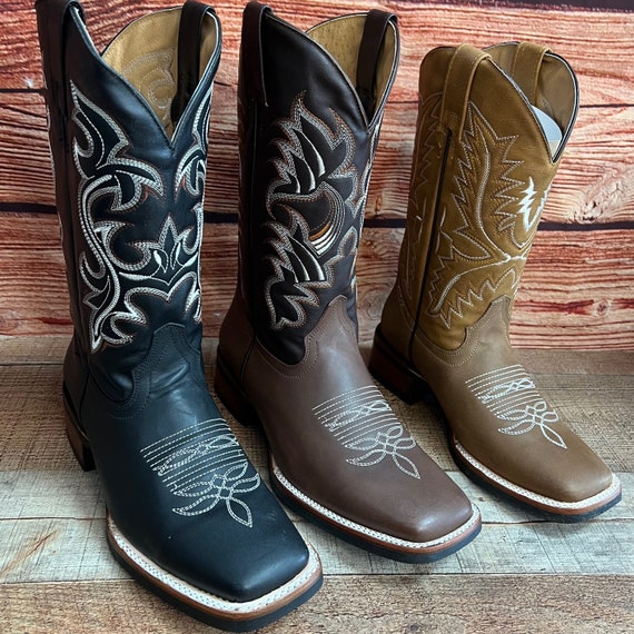Bottes Cowboy Stetson Homme Cuir Fait Main – Western Vintage Taille 10D