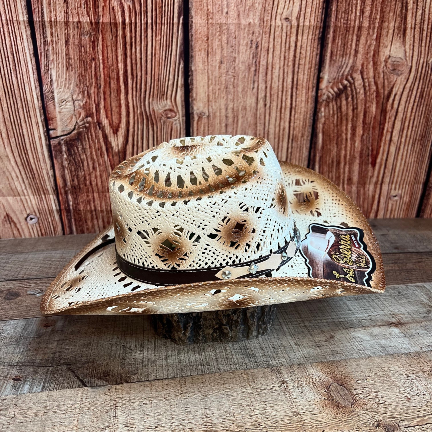 NORDSTROM Made Italy Brown Tan Copper Stripe Western Cowgirl Rodeo Shapeable Hat Rodeo King 7X 4 1/2 main image 2