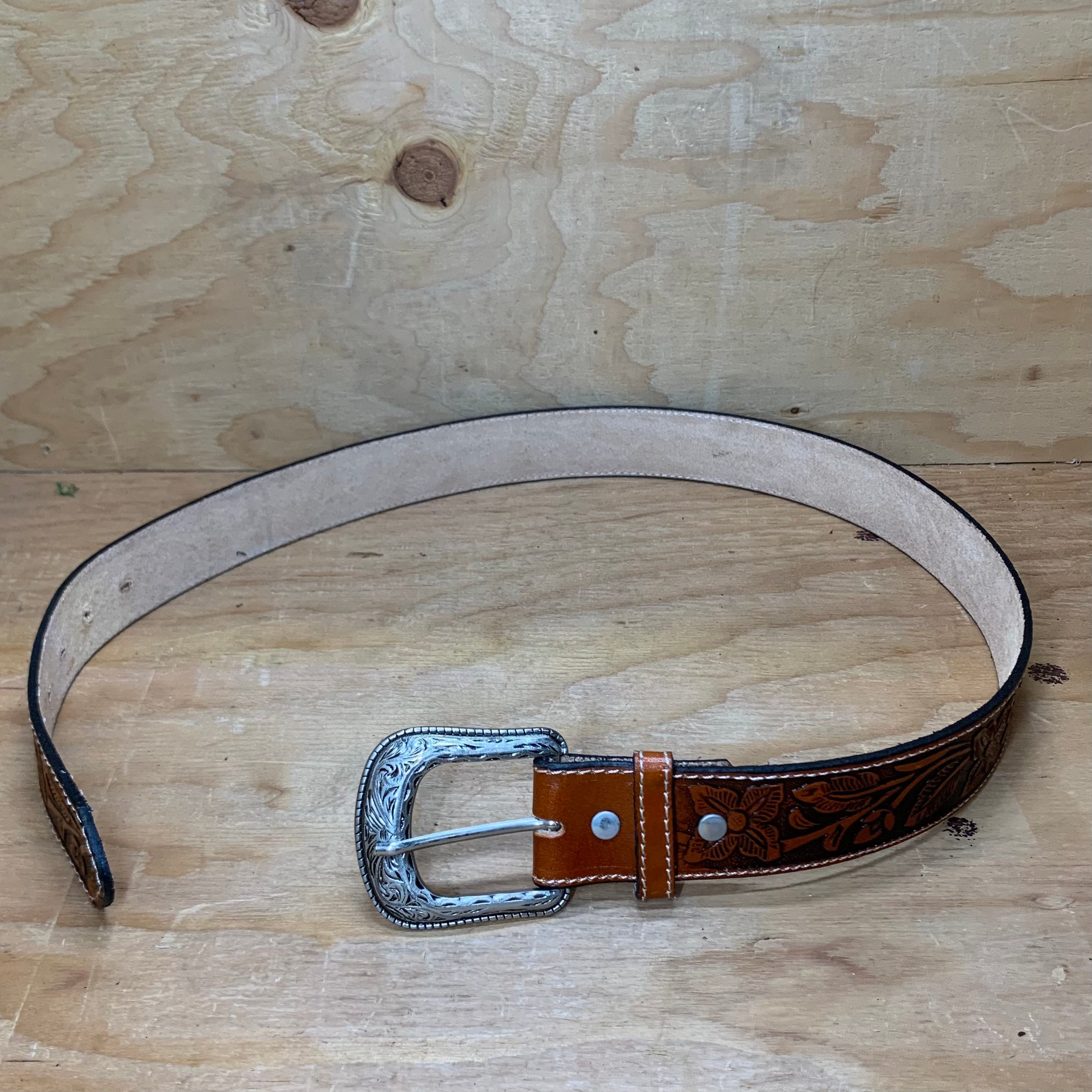 Embossed Genuine Leather Western Style Leather Honey Belt Cowboy/Cowgirl Western Cody James Men main image 4