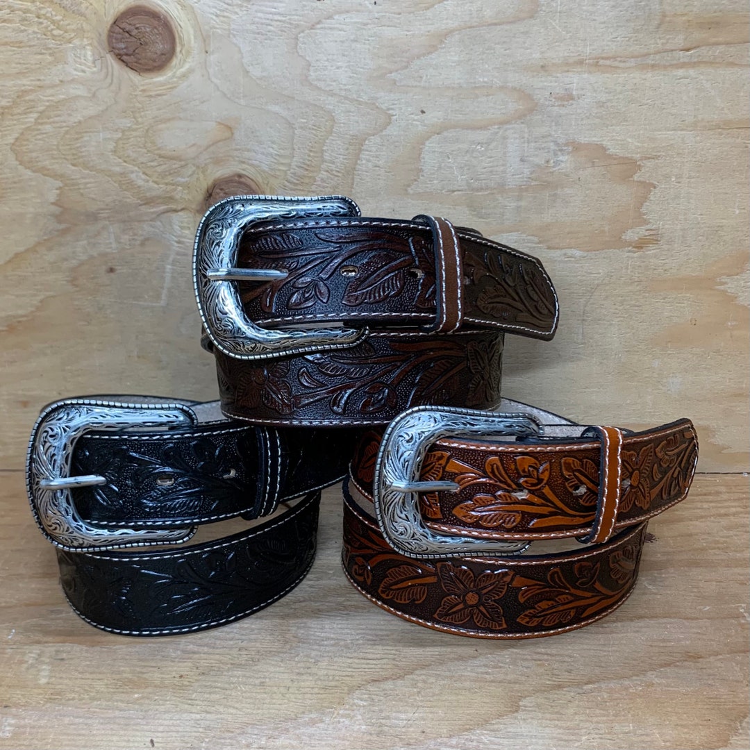 Embossed Genuine Leather Western Style Leather Belt, Cowboy  display picture 3