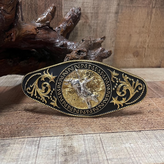 Horse cowboy buckle design . Elephant Horn HORSE SHOE CABALLO Herradura Cowboy Western Alpaca Belt  main image 3