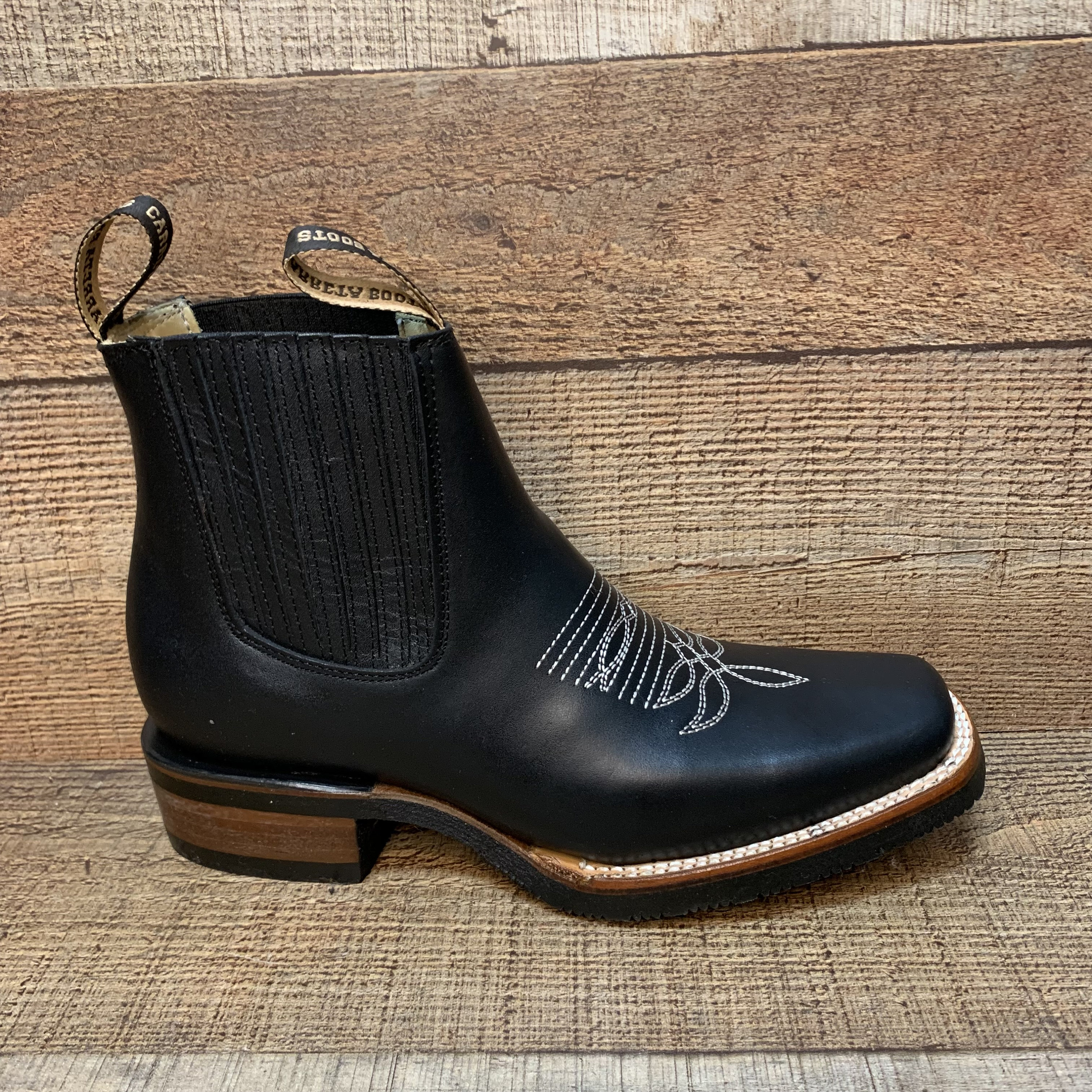 Semental Rancho Mens Black Western Chelsea Boots Leather Rodeo Square Toe 27.5 9 Rancho Semental Men main image 2