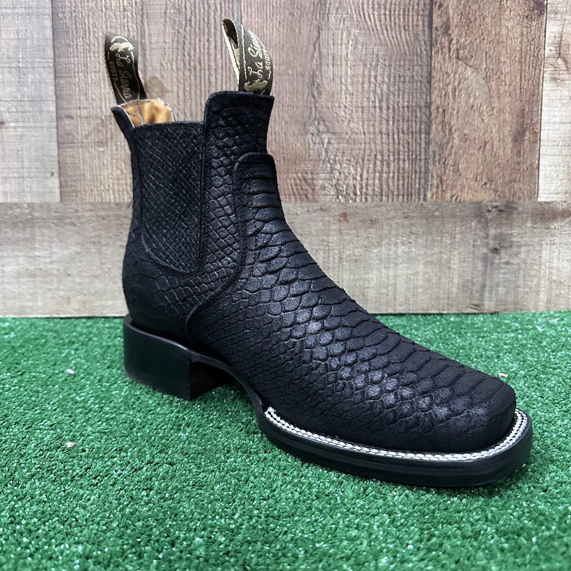 Buy Men Leather Python Print Western Style Cowboy Rodeo Pull-on