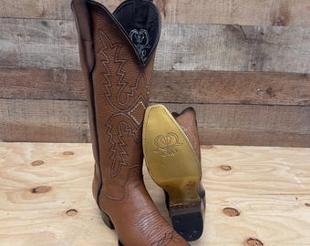 Leather Western Cowgirl Knee High Boots: High Heel and Zipper