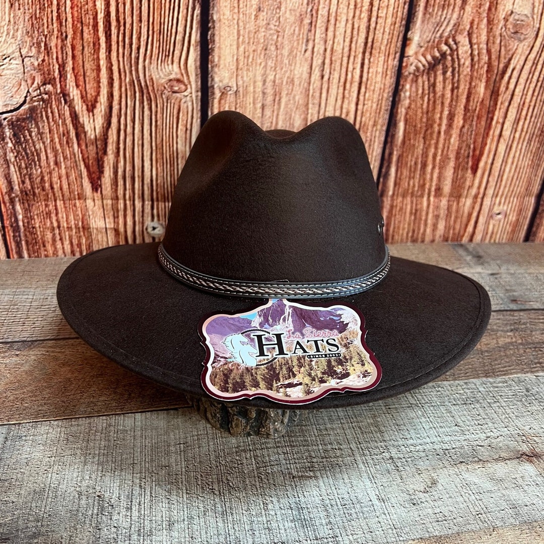 COPY - Women’s Unisex western Brown Faux Felt Cowgirl Hat Tejana Sombrero Brown Felt Cowboy Hat | Classic Cattleman Styling main image 4