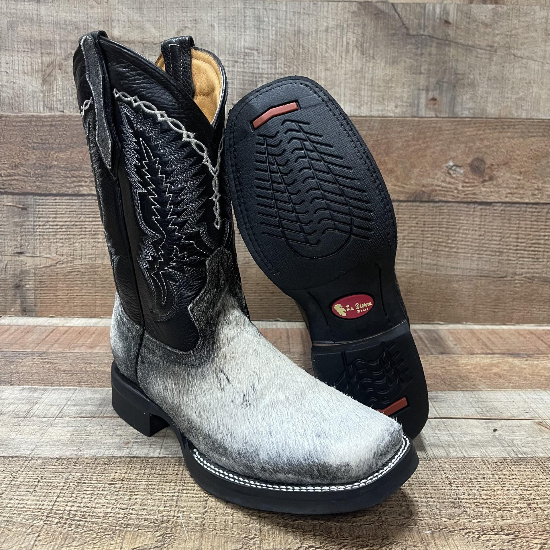 MENS Western Cowboy Cow Hair LEATHER Rodeo Square Toe Half