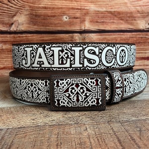 Men&#39;s WESTERN COWBOY Charro Jalisco Laser Embroidered Belt Cinto Laser Bordado JALISCO Vaquero Rodeo