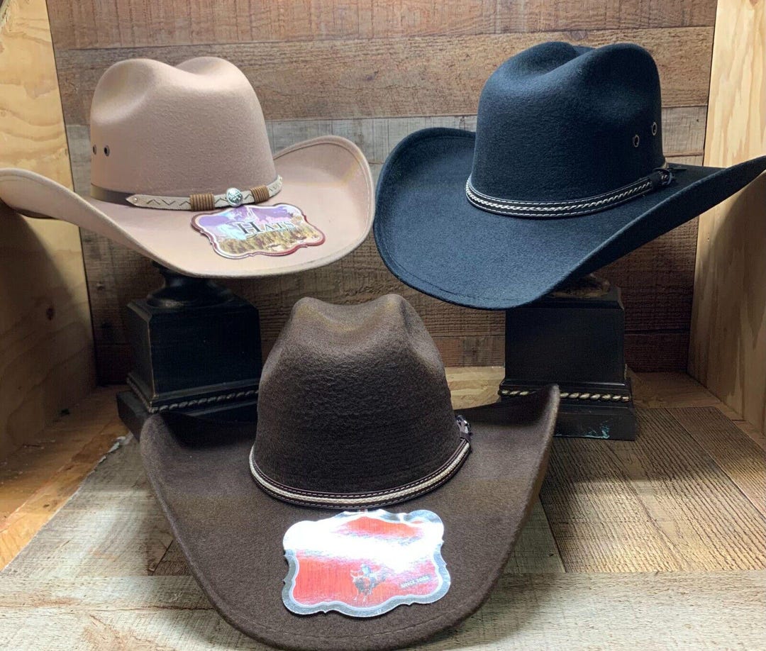 Men Cowboy Western Hat Faux Felt Tejana Vaquera Rodeo Caballero