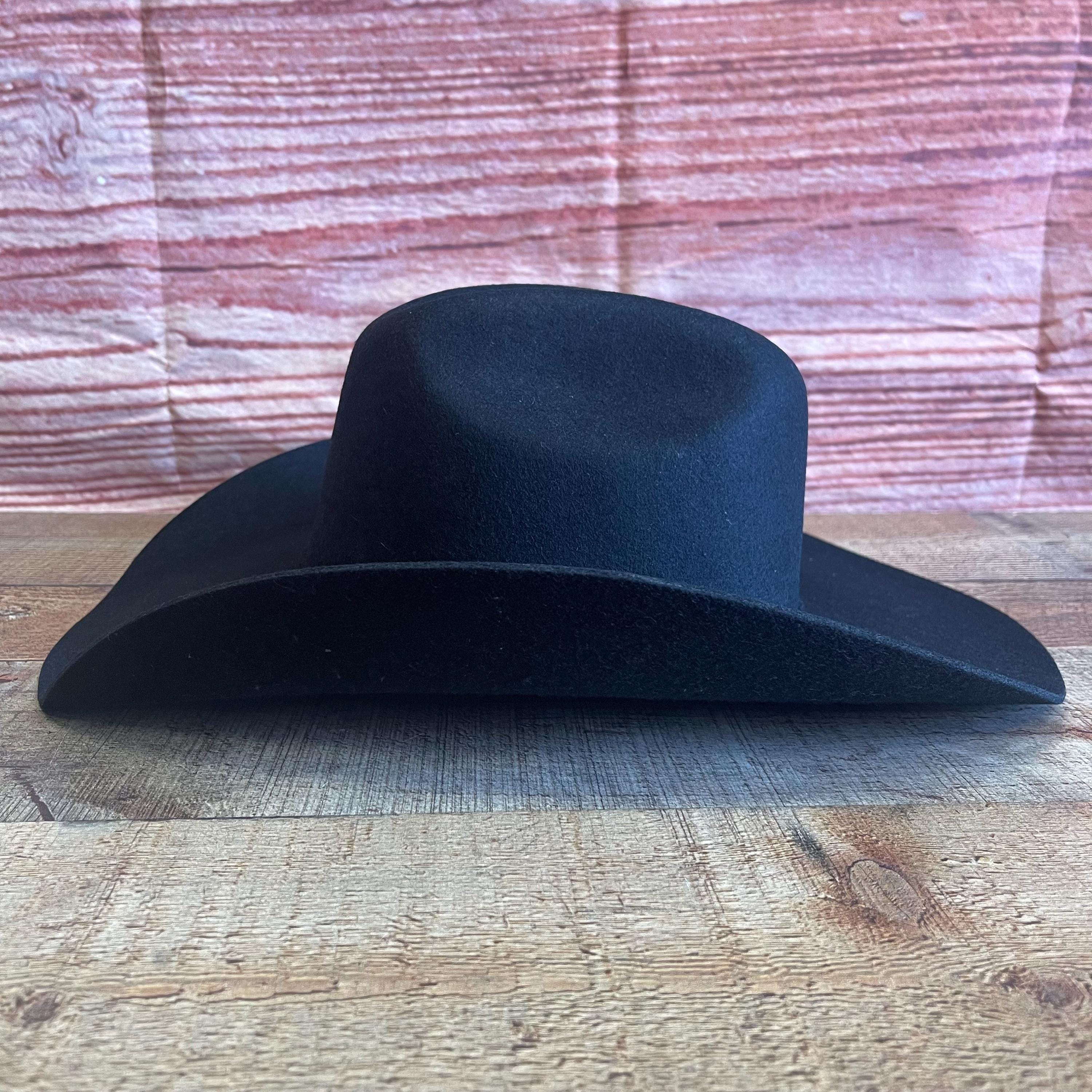 50X Wool Felt Cowboy Hat Black, Wide Brim Rodeo Texana 