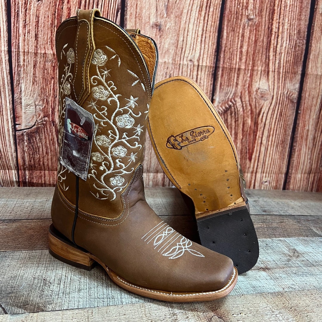WOMEN Western WIDE CALF Cowgirl Boot Flower Embroidered Bota Vaquera