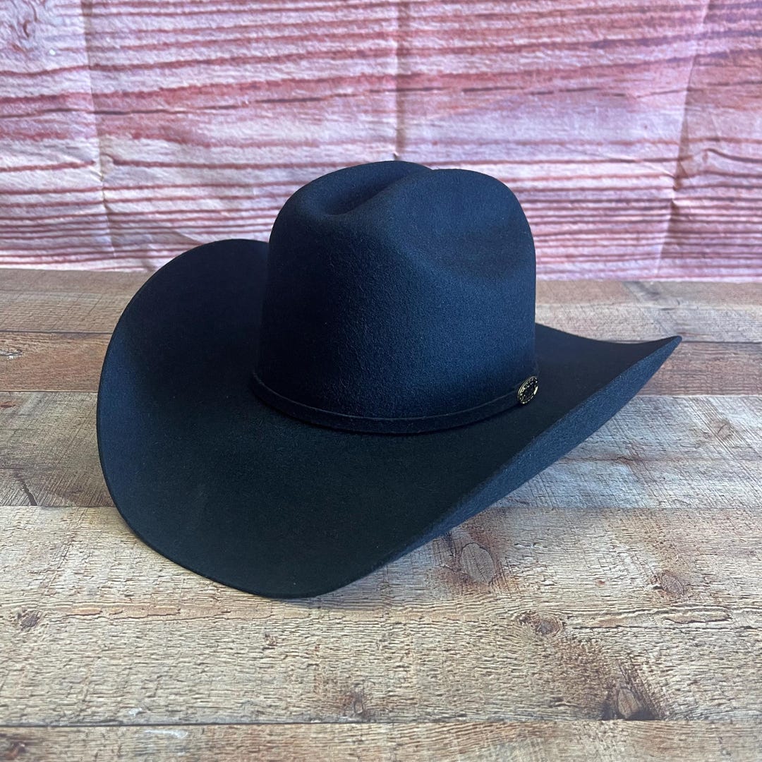 50X Wool Felt Cowboy Hat Black Taco Shape, Texana Vaquera  display picture 3