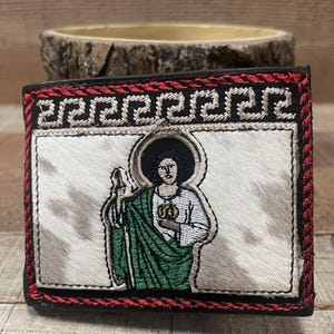 Men's Genuine Leather Wallet Saint Jude Thaddeus /  Cartera de Piel Genuina de San Judas Tadeo.