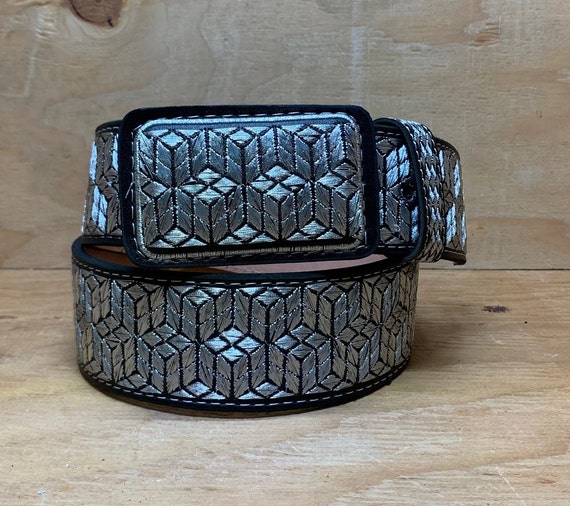 Cinto charro plata. Cinturon vaquero bordado. - Etsy España