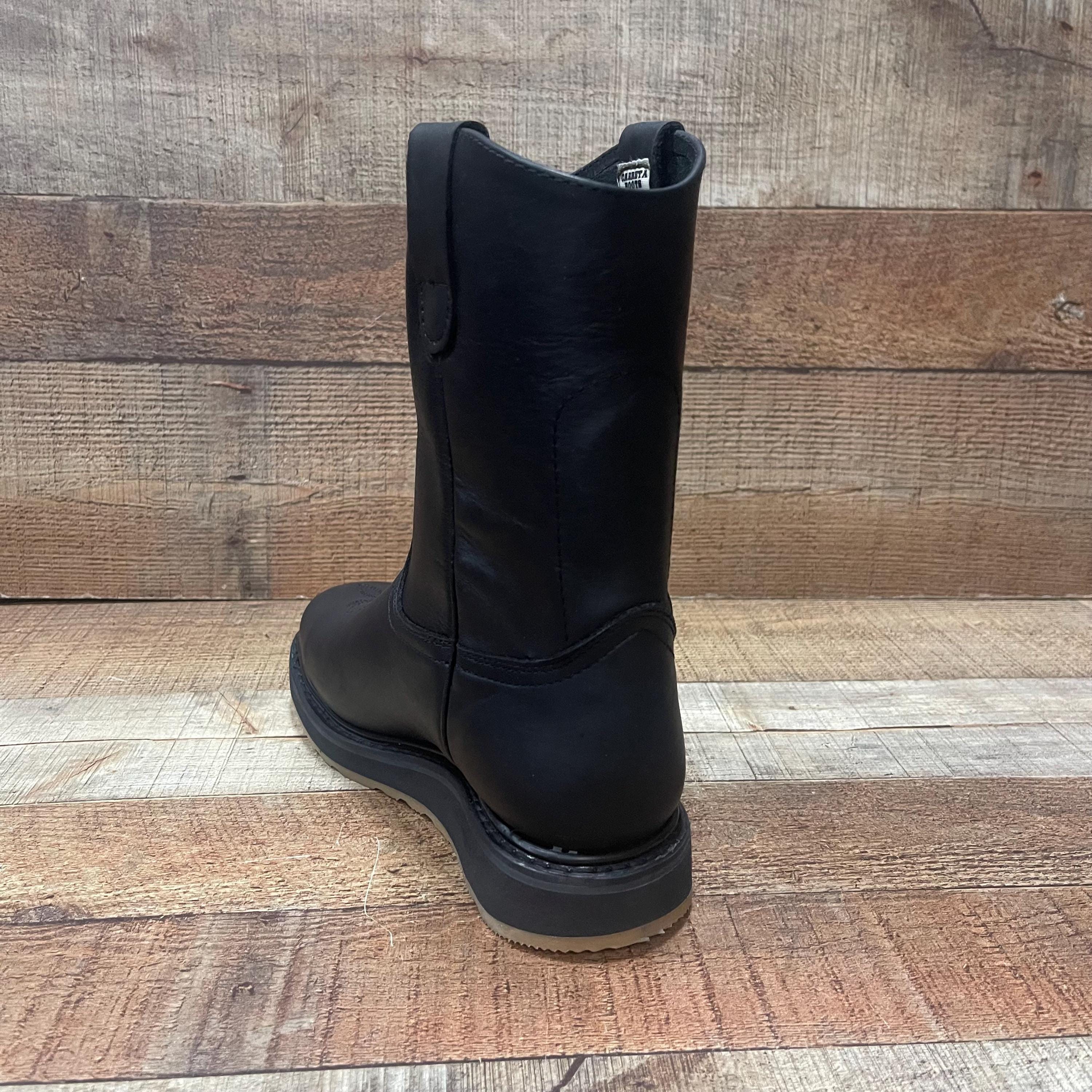 Men's Black Leather Rodeo Work Boots: Square Toe, Oil & Water