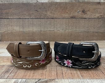 WOMENS FLOWER EMBROIDERED Brown Western Cowgirl Cowboy  display picture 1