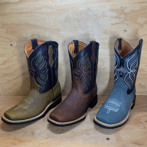 Men Western Cowboy Square Toe Boot Bota Vaquera caballero Est. 699