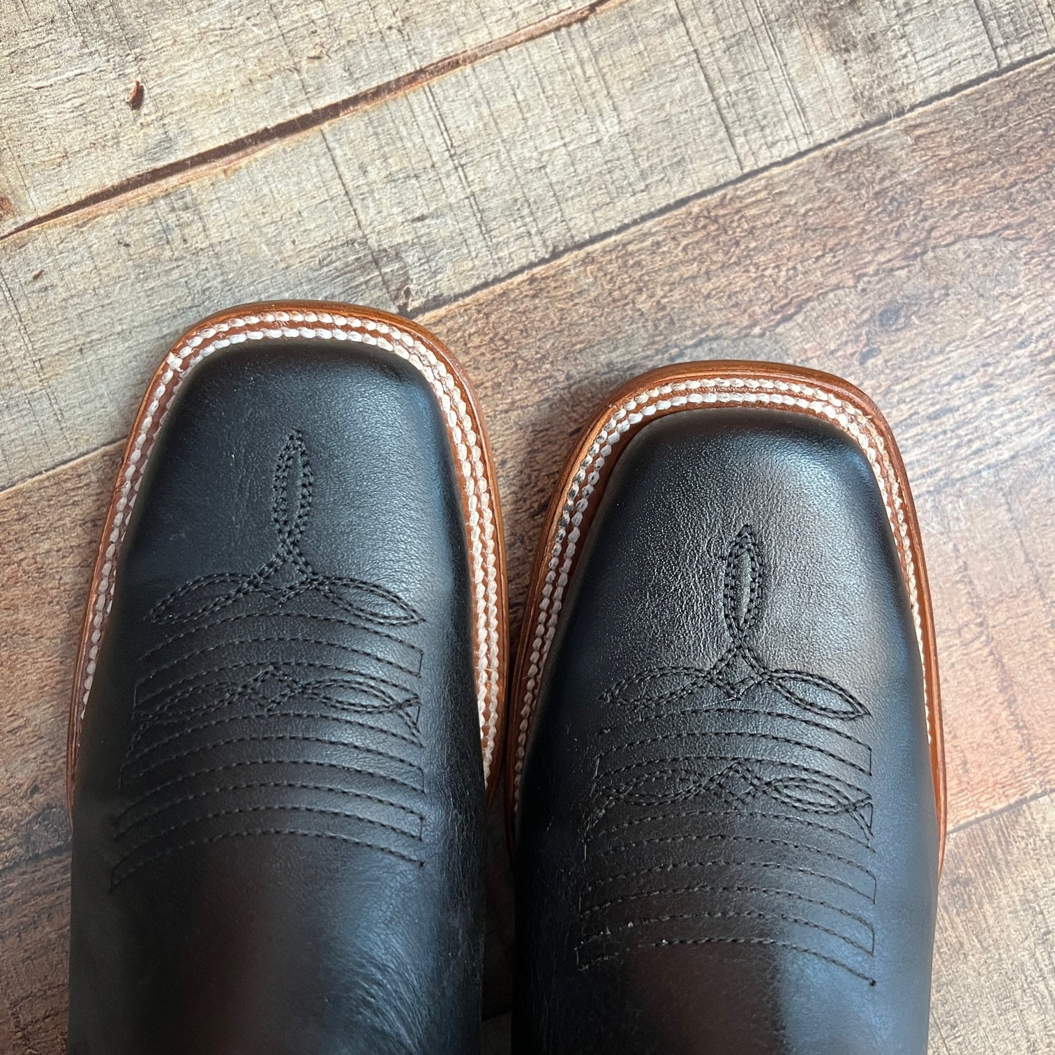 MENS Black Western LEATHER COWBOY Rodeo Square Toe Half MENS Black Western LEATHER COWBOY Rodeo Square Toe Half