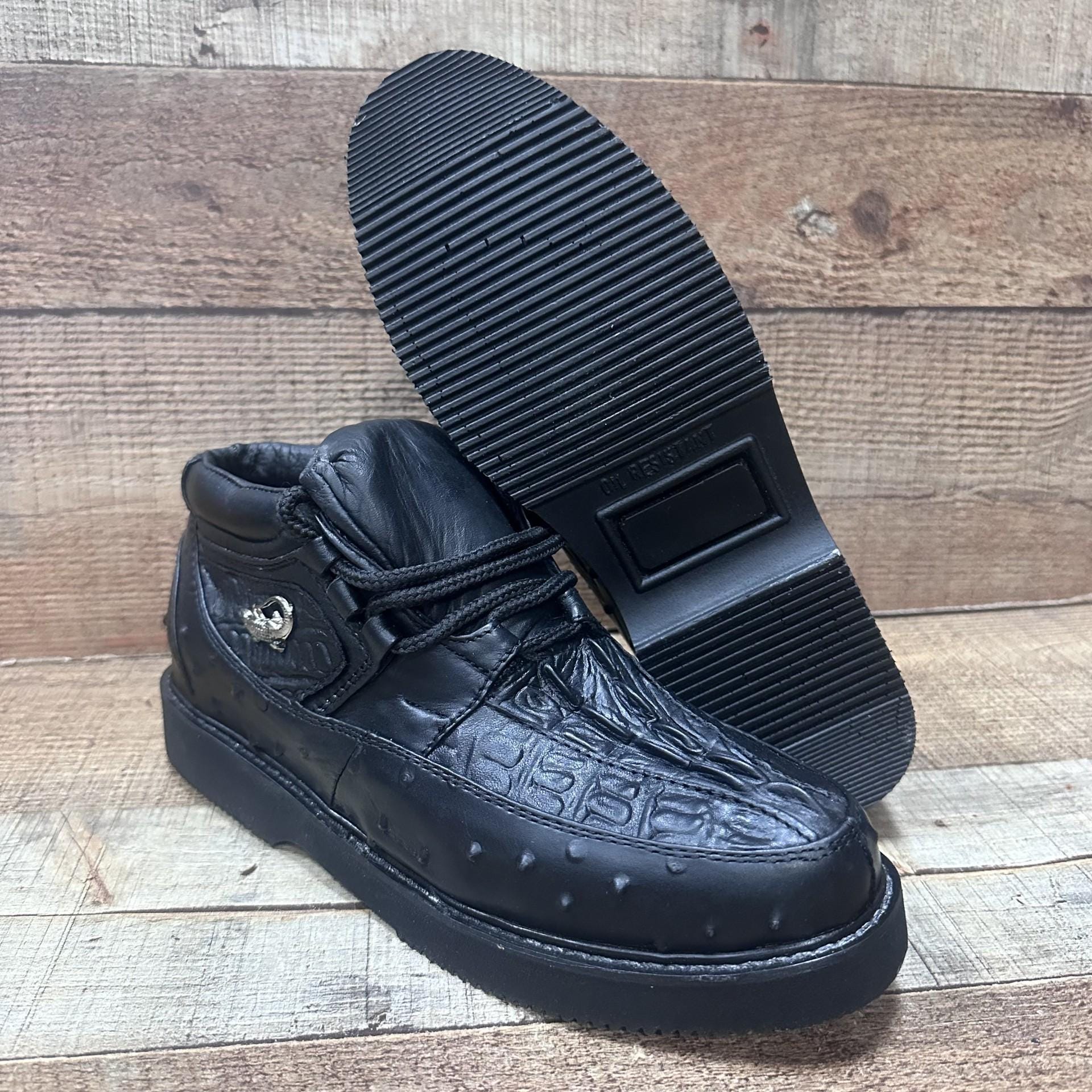 La Scarpa Black Alligator Ostrich Oxfords Size 14 La Scarpa Alligator Shoes Crocodile Skin La Scarpa Alligator  main image 2