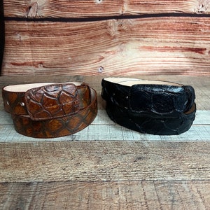 Cinturones con estampado exótico en relieve de pez WESTERN COWBOY RODEO para hombre Cinto de cuero Impresa Pescado Rodeo Vaquero