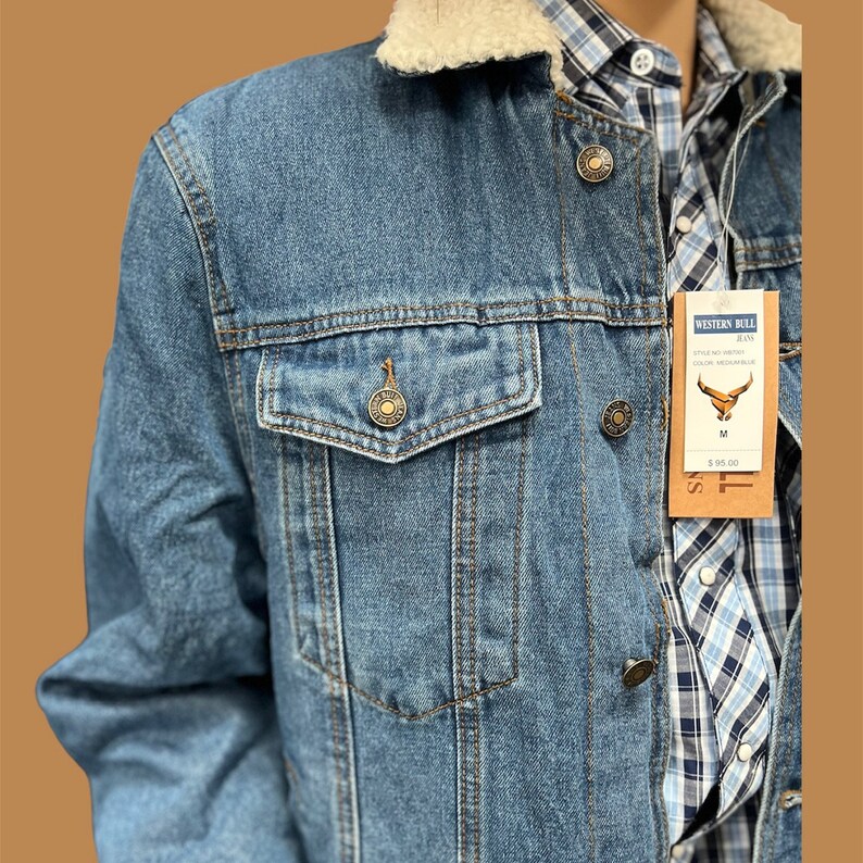 Men's Western Blue Jean Jacket 100% Cotton Chaqueta Vaquera Azul Con Algodon imagen 4