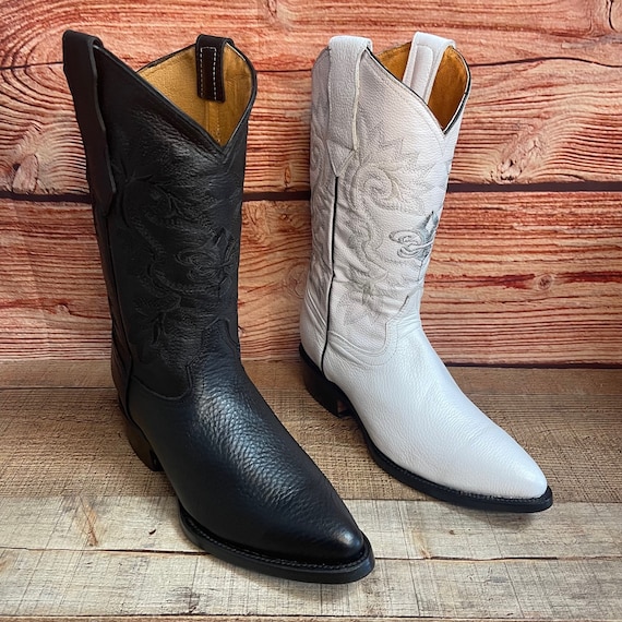 MEN Genuine LEATHER Western COWBOY Pointed Toe J Toe Boots MEN Genuine LEATHER Western COWBOY Pointed Toe J Toe Boots