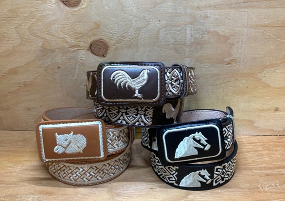 Vintage Luciano Natazzi Leather Embroidered Western Rodeo Belt 42” WOMENS ROSE EMBROIDERED Western Cowgirl Cowboy Leather Belt  main image 4