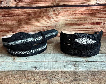 Men&#39;s Leather Buckle Western cowboy Belt Sting-Ray Print Cinto Mantarraya IMPRESA Vaquera