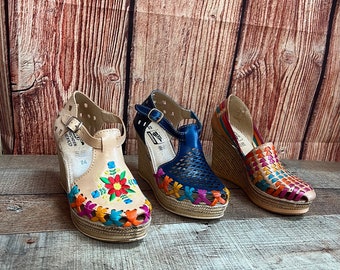 Women Genuine Leather PLATFORM HEELS Sandals Huaraches Huaraches con Plataforma