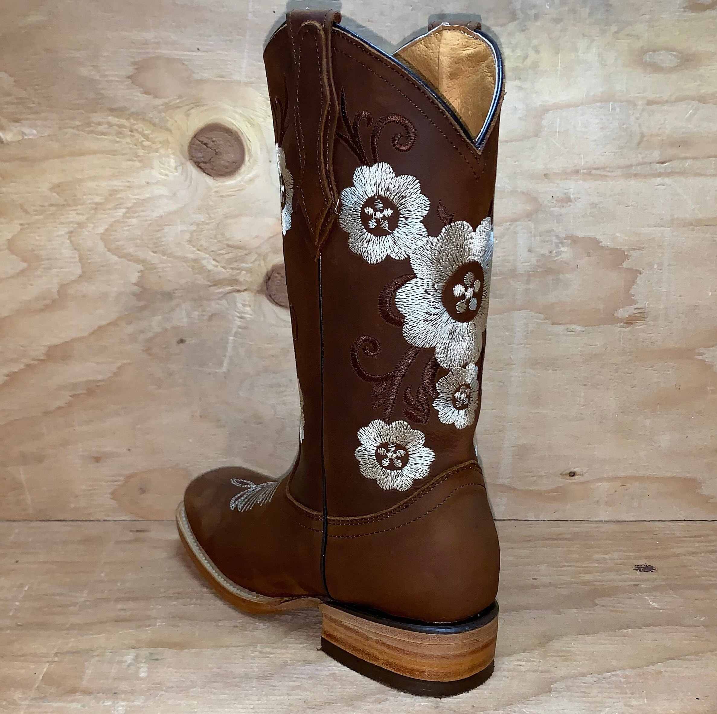 SOCOFY - Botas Vaqueras Para Mujer, Estilo Bohemio, Con Tacón De Bloque, Botas Occidentales De Cuero, Botas De Invierno De Cuero Colorido, Botas Cortas Con Cremallera Y Empalme Floral Para Caminar