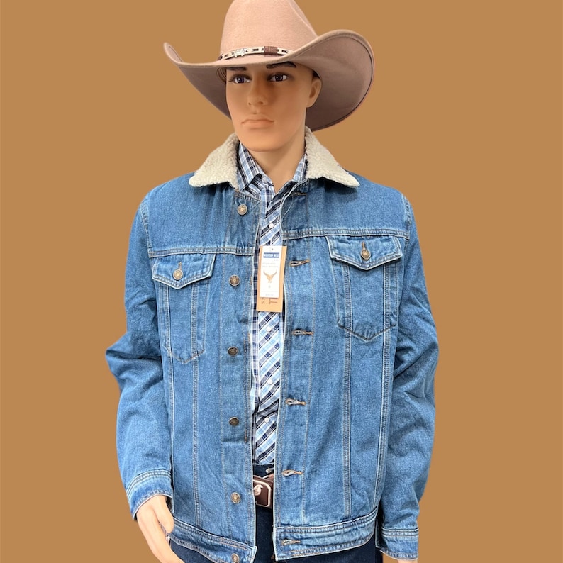 Men's Western Blue Jean Jacket 100% Cotton Chaqueta Vaquera Azul Con Algodon imagen 1